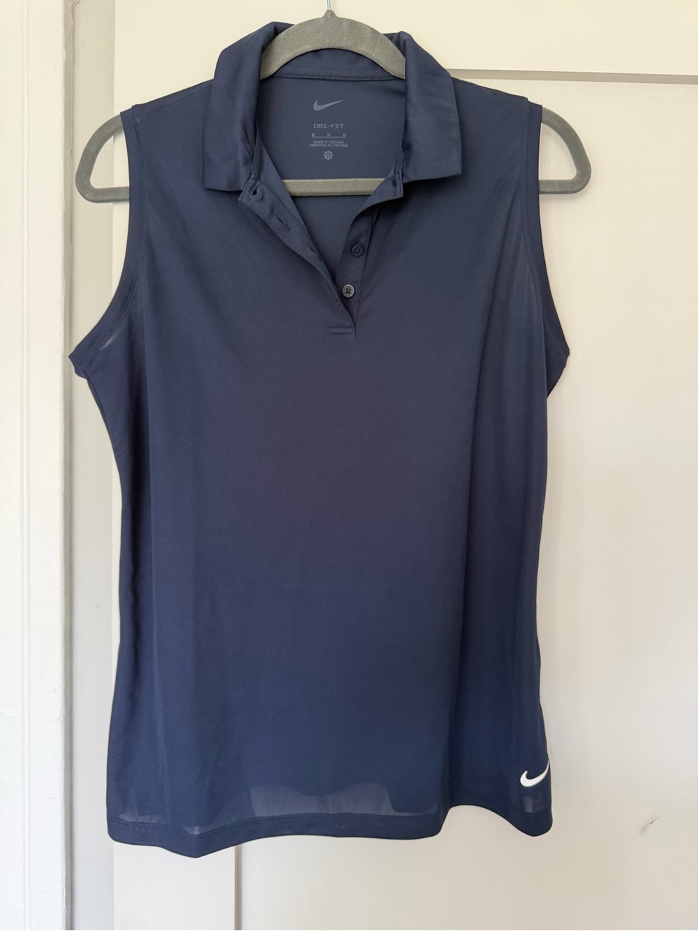 Nike Dri Fit Women's Sleeveless Polo Top - Navy Blue